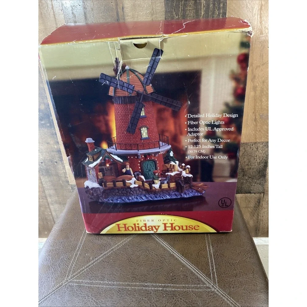 VTG‎ 2004 Holiday House Fiber Optic Windmill Lighthouse Christmas Village Works